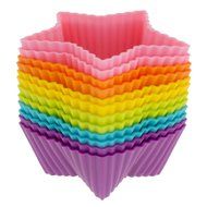 Freshware CB-306SC 12-Pack Silicone Square Reusable Cupcake and Muffin Baking Cup, Six Vibrant Colors N6