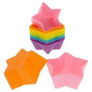 Freshware CB-306SC 12-Pack Silicone Square Reusable Cupcake and Muffin Baking Cup, Six Vibrant Colors N7