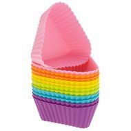 Freshware CB-306SC 12-Pack Silicone Square Reusable Cupcake and Muffin Baking Cup, Six Vibrant Colors N9
