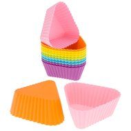 Freshware CB-306SC 12-Pack Silicone Square Reusable Cupcake and Muffin Baking Cup, Six Vibrant Colors N11