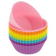 Freshware CB-306SC 12-Pack Silicone Square Reusable Cupcake and Muffin Baking Cup, Six Vibrant Colors N13