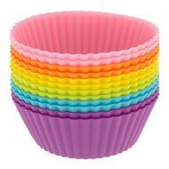 Freshware CB-306SC 12-Pack Silicone Square Reusable Cupcake and Muffin Baking Cup, Six Vibrant Colors N14