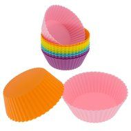 Freshware CB-306SC 12-Pack Silicone Square Reusable Cupcake and Muffin Baking Cup, Six Vibrant Colors N15