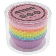 Freshware CB-306SC 12-Pack Silicone Square Reusable Cupcake and Muffin Baking Cup, Six Vibrant Colors N16