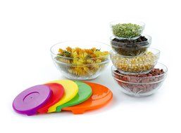All Purpose Glass Bowl and Food Storage Containers 10 Pcs Set - Glass Lunch Bowls Set with Snap Tight Lids (Wave...
