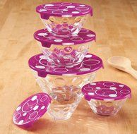 All Purpose Glass Bowl and Food Storage Containers 10 Pcs Set - Glass Lunch Bowls Set with Snap Tight Lids (Wave... N5