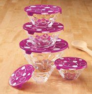All Purpose Glass Bowl and Food Storage Containers 10 Pcs Set - Glass Lunch Bowls Set with Snap Tight Lids (Wave... N6
