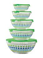 All Purpose Glass Bowl and Food Storage Containers 10 Pcs Set - Glass Lunch Bowls Set with Snap Tight Lids (Wave... N7