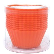 Silicone Cupcake Liners - Set Of 12 Premium Orange Muffin Baking-Cups In Storage Container. N7