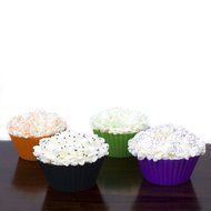 Silicone Cupcake Liners - Set Of 12 Premium Orange Muffin Baking-Cups In Storage Container. N9