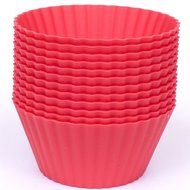 Silicone Cupcake Liners - Set Of 12 Premium Orange Muffin Baking-Cups In Storage Container. N10