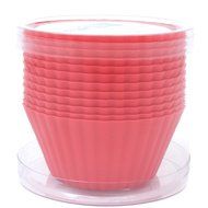 Silicone Cupcake Liners - Set Of 12 Premium Orange Muffin Baking-Cups In Storage Container. N15