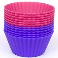 Silicone Cupcake Liners - Set Of 12 Premium Orange Muffin Baking-Cups In Storage Container. N17