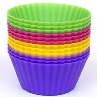 Silicone Cupcake Liners - Set Of 12 Premium Orange Muffin Baking-Cups In Storage Container. N22