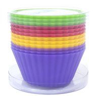 Silicone Cupcake Liners - Set Of 12 Premium Orange Muffin Baking-Cups In Storage Container. N25