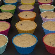 Silicone Cupcake Liners - Set Of 12 Premium Orange Muffin Baking-Cups In Storage Container. N29