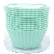 Silicone Cupcake Liners - Set Of 12 Premium Orange Muffin Baking-Cups In Storage Container. N32