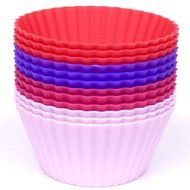 Silicone Cupcake Liners - Set Of 12 Premium Orange Muffin Baking-Cups In Storage Container. N33