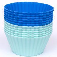 Silicone Cupcake Liners - Set Of 12 Premium Orange Muffin Baking-Cups In Storage Container. N36