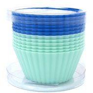 Silicone Cupcake Liners - Set Of 12 Premium Orange Muffin Baking-Cups In Storage Container. N37