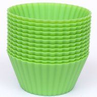Silicone Cupcake Liners - Set Of 12 Premium Orange Muffin Baking-Cups In Storage Container. N38
