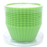 Silicone Cupcake Liners - Set Of 12 Premium Orange Muffin Baking-Cups In Storage Container. N41