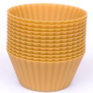 Silicone Cupcake Liners - Set Of 12 Premium Orange Muffin Baking-Cups In Storage Container. N44