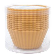 Silicone Cupcake Liners - Set Of 12 Premium Orange Muffin Baking-Cups In Storage Container. N46