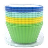 Silicone Cupcake Liners - Set Of 12 Premium Orange Muffin Baking-Cups In Storage Container. N49