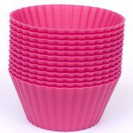 Silicone Cupcake Liners - Set Of 12 Premium Orange Muffin Baking-Cups In Storage Container. N56