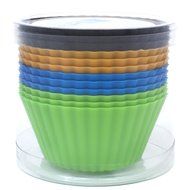 Silicone Cupcake Liners - Set Of 12 Premium Orange Muffin Baking-Cups In Storage Container. N59