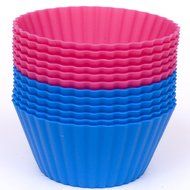 Silicone Cupcake Liners - Set Of 12 Premium Orange Muffin Baking-Cups In Storage Container. N60