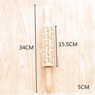 Bopstyle Wooden Laser Engraved Rolling Pin with Cats Pattern for Embossed Cookies (6.10&quot; x 1.97&quot;) N2