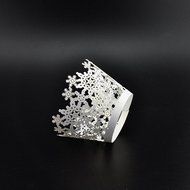 CY-buity 50Pcs Pearly Paper Snowflake Design Vine Lace Cup Cake Wrappers Table Deco White N3