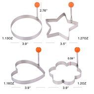 Guestway Egg Pancake Ring Molds Kitchen Cooking Tool Safe Stainless Steel 304 Fun Breakfast 4PCS N2