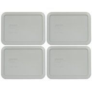 Pyrex 7210-PC Grey Rectangle 3 Cup (750mL) Plastic Storage Cover (4-Pack)