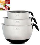 Stainless Steel Mixing Bowls for Kitchen, Cooking and Baking. 1QT, 2.5QT, 4.5QT, Black Handle &amp; Spout, Free Ebook