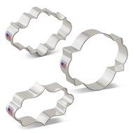 Ann Clark Plaque Frame Cookie and Fondant Cutter Set - 3 Piece - Long Fancy, Oval, Photo Plaques - Tin Plated...