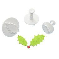 FOUR-C Cupcake Tools Holly Leaf Cake Cutters Set Fondant Decorations Color White