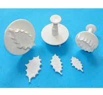 FOUR-C Cupcake Tools Holly Leaf Cake Cutters Set Fondant Decorations Color White N2