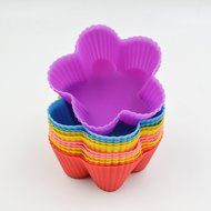 Hippih Silicone Baking Cup Reusable Cupcake Liners,Food Grade Muffin Cups(Heart molds,24 Packs) N9