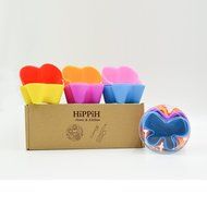 Hippih Silicone Baking Cup Reusable Cupcake Liners,Food Grade Muffin Cups(Heart molds,24 Packs) N11