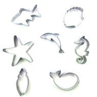 BeBeFun Stainless Steel Cookie Cutter/ Fondant Cutter/ Fruit Cutter. Cup Cake Decoration Tools 7Pcs Set. Shark...