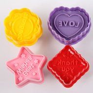 Yueton Plastic Spring Embossing Tool Geometric Shape Flower, Heart, Star, Square Biscuit Mold Cookie Cutter Plungers...