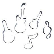 Wocuz Bass Guitar Music Notes Qute Stainless Steel Cookie Cutter Fondant Cutter Cake Cake Decoration Tools 5 Pcs...