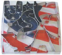 R &amp; M 8 Piece Great Set of Patriotic Theme Cookie Cutters - Assorted Shapes 4.5" - 1"