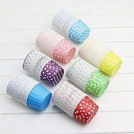 Gabkey 100pcs Random Colorful Premium Greaseproof Cupcake Paper Liners No Muffin Pan Needed Cupcakes Papers N10