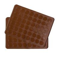 Homankit 2 Pack 48 Capacity Silicone Macarons Mat Baking Sheet, Rose Red N5
