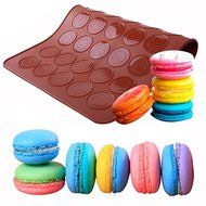 Homankit 2 Pack 48 Capacity Silicone Macarons Mat Baking Sheet, Rose Red N7