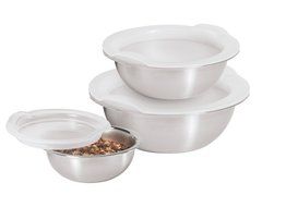 Oggi Stainless Steel Pinch Bowls with Airtight Lids, Individual Sizes, Set of 3